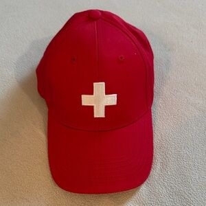 Destination Souvenir Switzerland White Cross Red Baseball Cap & Buckle Closure